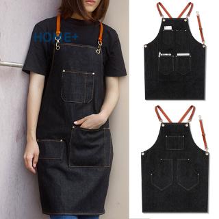 Denim Apron Strap Bib Apron Barista Bartender BBQ Chef Uniform Workwear   @vn