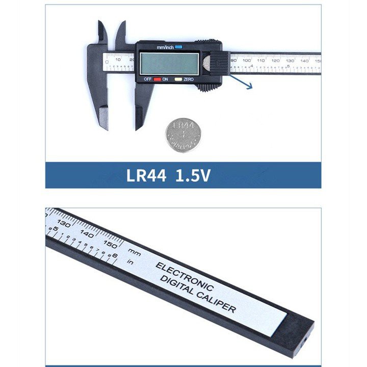 [Tặng kèm pin] Thước Kẹp Điện Tử-Thước Cặp Điện Tử Đo Đường Kính Sợi Nhựa Carbon 150mm