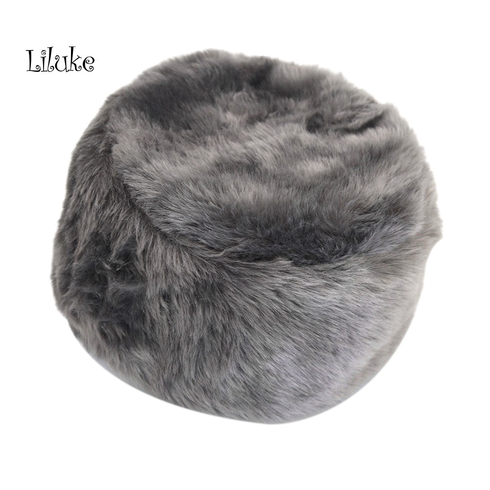 Mũ Beanie Giả Lông Thú Màu Trơn Giữ Ấm Tai Mùa Đông Cho Nam Nữ