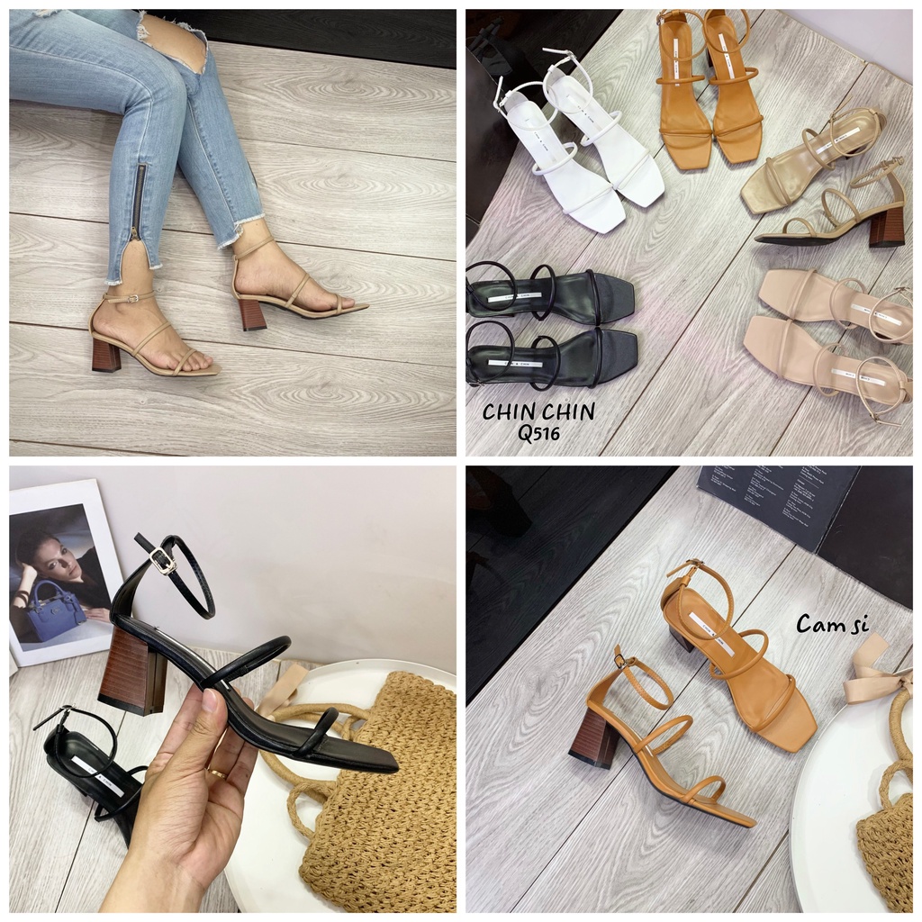 GIÀY SANDAL NỮ CHIN CHIN 2 QUAI ÔM CHÂN CAO 6P HÀNG VNXK