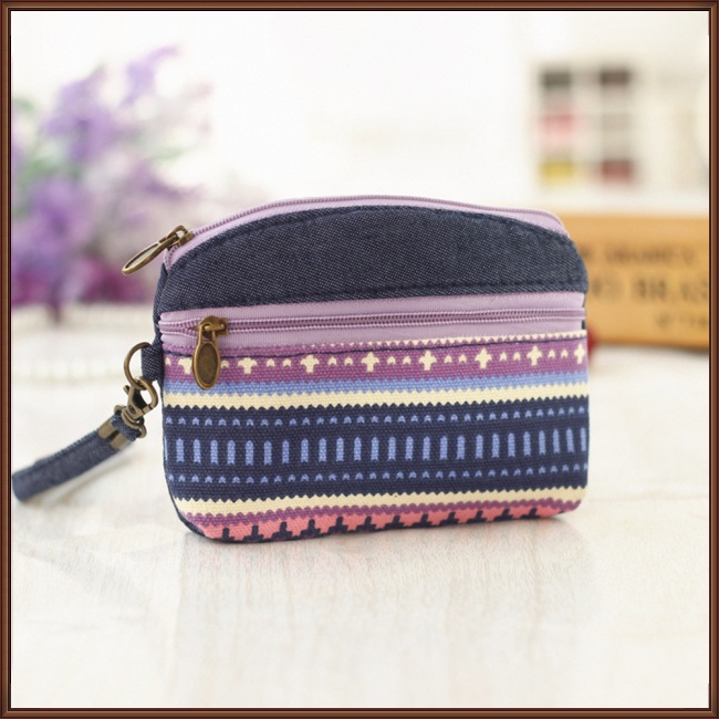 Ví Đựng Tiền Xu Mini Họa Tiết Thổ Cẩm Dành Cho Nữ