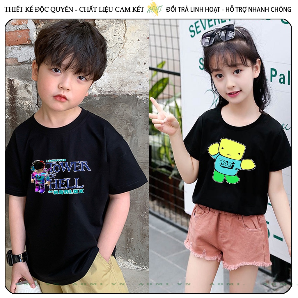 ÁO THUN robloxing game UNISEX PHÔNG ĐEN TAY NGẮN NAM NỮ GIA ĐÌNH CẶP ĐÔI SIZE TRẺ EM BÉ TRAI GÁI AOMIVN