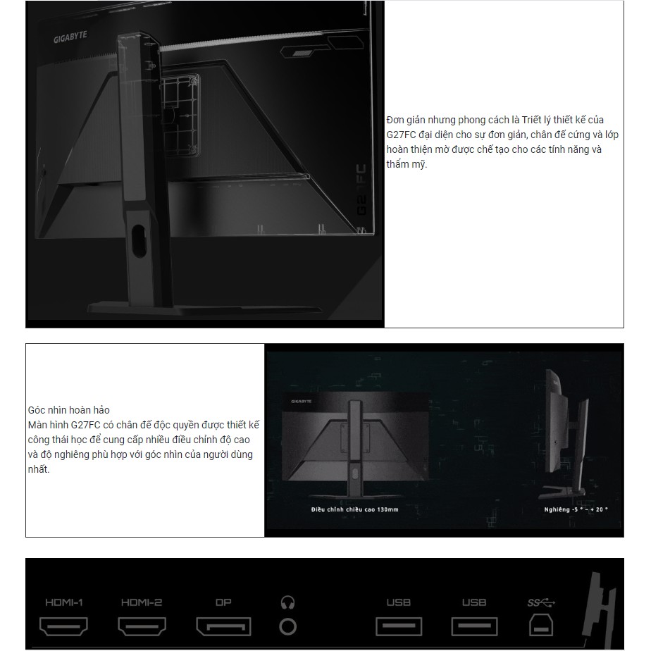 Màn Hình Cong Gaming Gigabyte G27FC-EK 27Inch FHD 165Hz | BigBuy360 - bigbuy360.vn