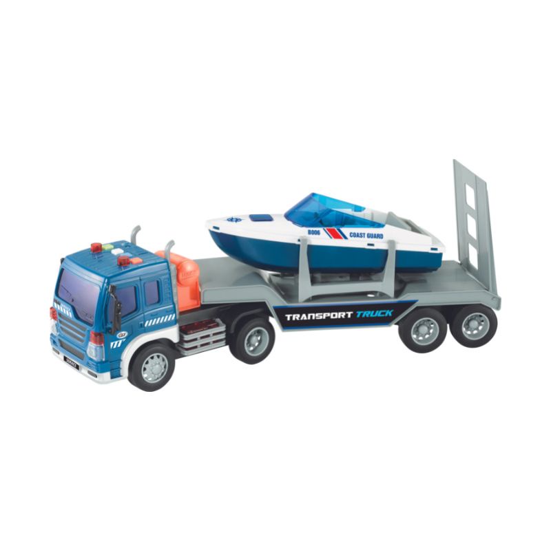 Đồ Chơi VECTO Xe Tải Chở Thuyền Có Đèn Và Âm Thanh Xanh VT571B/BL