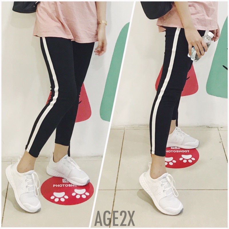 Quần Legging Nữ Borip Đen 1 Sọc Trắng  Hàng VNXK Chính Hãng AGE2X.