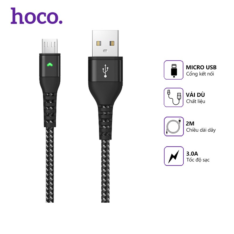 Cáp sạc nhanh LANEX LTC - N14M dây dù 3.0A, cổng kết nối Micro USB, dài 2m, có đèn led