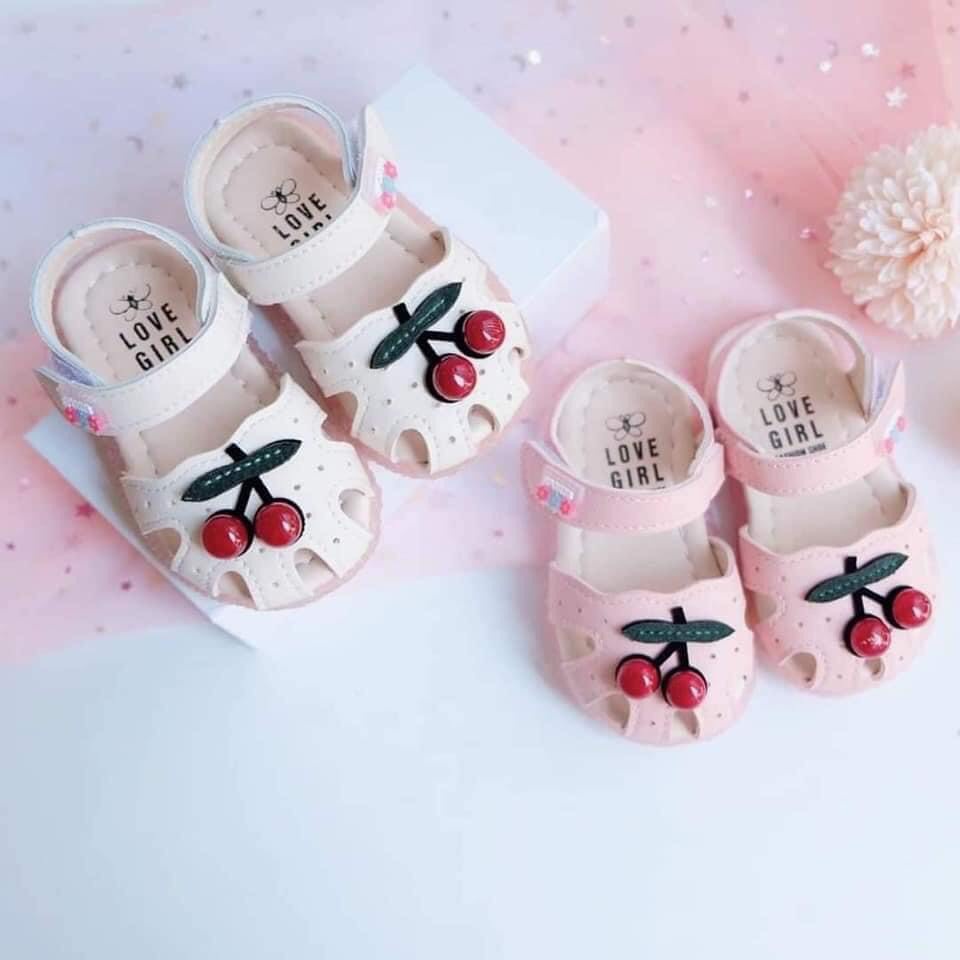 Dép sandal bé gái - dép tập đi cho bé từ 1- 4 tuổi hình quả Cherry hàng Quảng Châu chất da PU siêu mềm B1-166 - HÀNG MỚI
