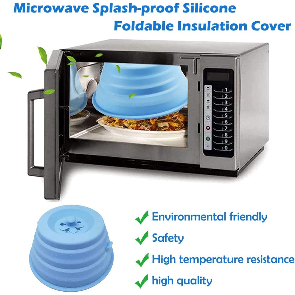 Nắp Đậy Lò Vi Sóng Bằng Silicone Từ Tính Chống Đổ Có Thể Gấp Lại 11in &amp; BPA An Toàn Không Chứa BPA