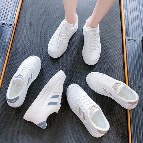 Giày thể thao nữ đế cao, Giày ulzzang nữ trắng 2 sọc hot 2022 Hàn quốc TOPSHOES Size 36- 40