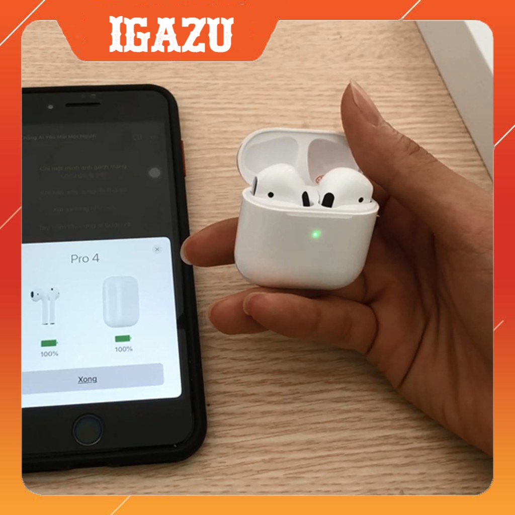 Tai nghe bluetooth ipod pro 4 định vị / đổi tên / nhỏ gọn / cảm biến siêu nhạy,bảo hành 6 tháng - IGAZU