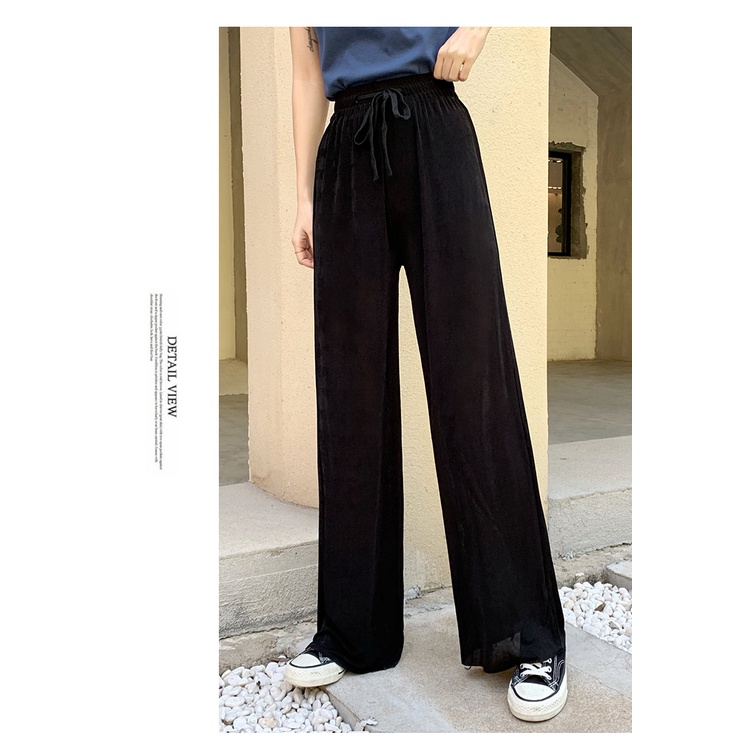 NRVP Quần Dài Nữ Lưng Cao Ống Rộng Thời Trang Hàn 2020