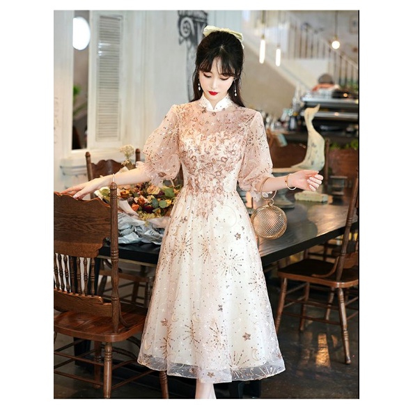 ORDER 2 - 3 TUẦN_Đầm dạ hội đính hạt họa tiết thanh lịch_Chát ib với shop trc khi mua hàng