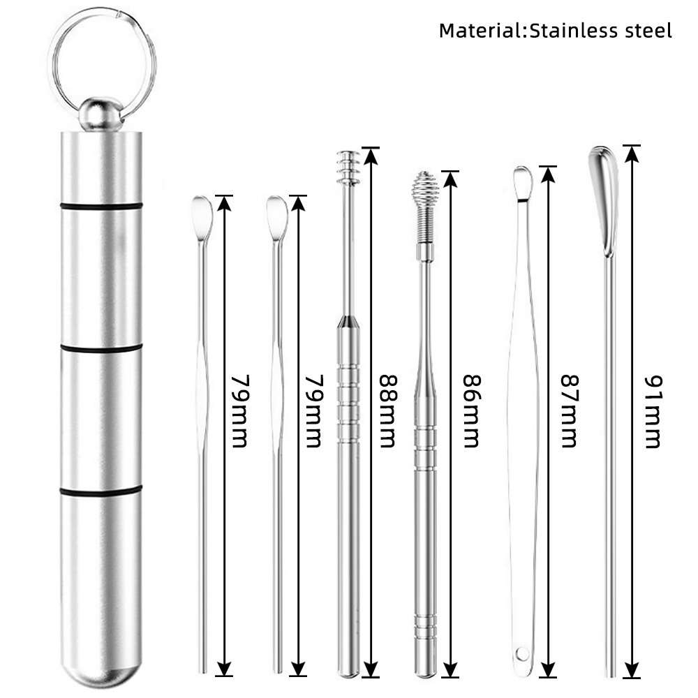 Set 6 Dụng Cụ Lấy Ráy Tai Đa Năng Bằng Thép Không Gỉ 2021