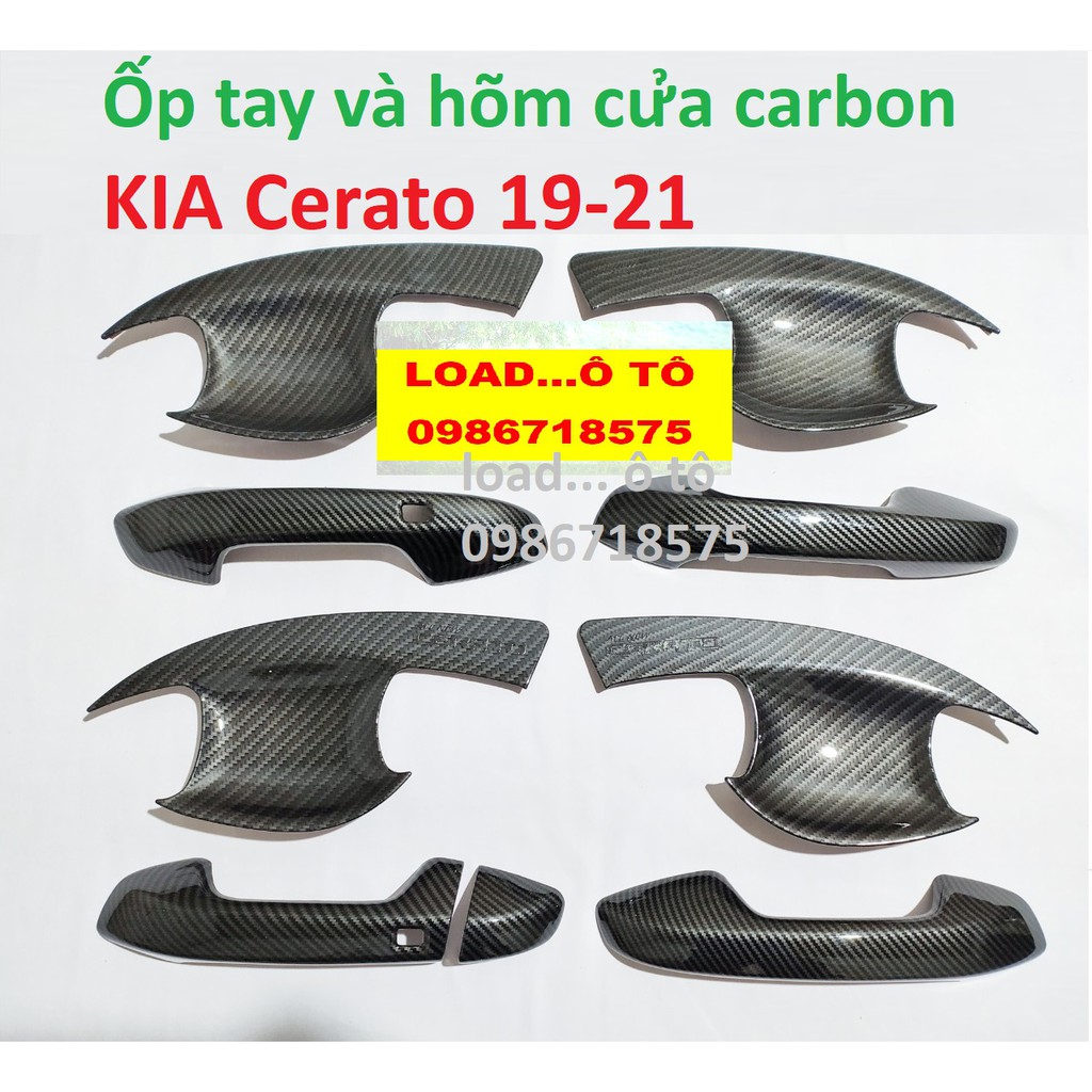 Bộ Ốp Tay Nắm và Hõm Cửa Xe Kia Cerato 2019-2021 Mẫu Vân Carbon Cao Cấp