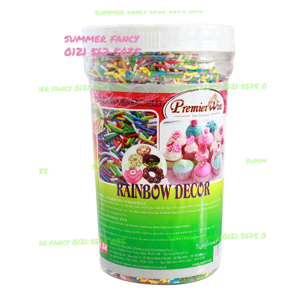 500g Cốm Màu Rainbow /Cốm 7 màu Rainbow decor / Cốm Màu Premier Win - Cake Mate Sprinkles Rainbow