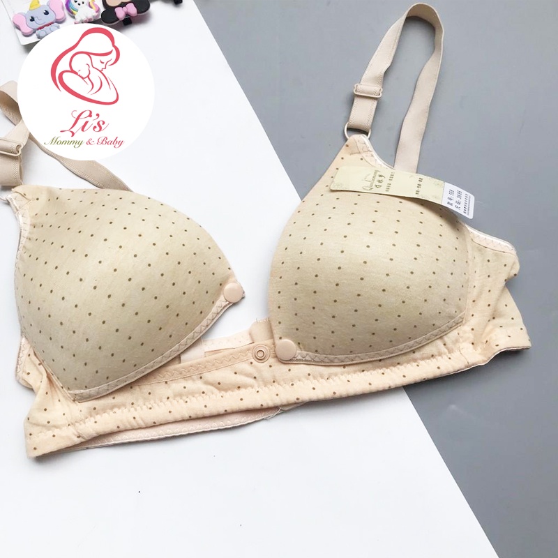 Áo lót bầu sau sinh và cho con bú chống chảy xệ đồ lót bầu không gọng cao cấp chấm bi mùa hè Mã ALB21558