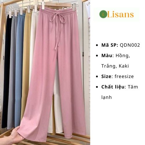 Quần ống rộng nữ lưng cao cạp chun dáng suông QDN002