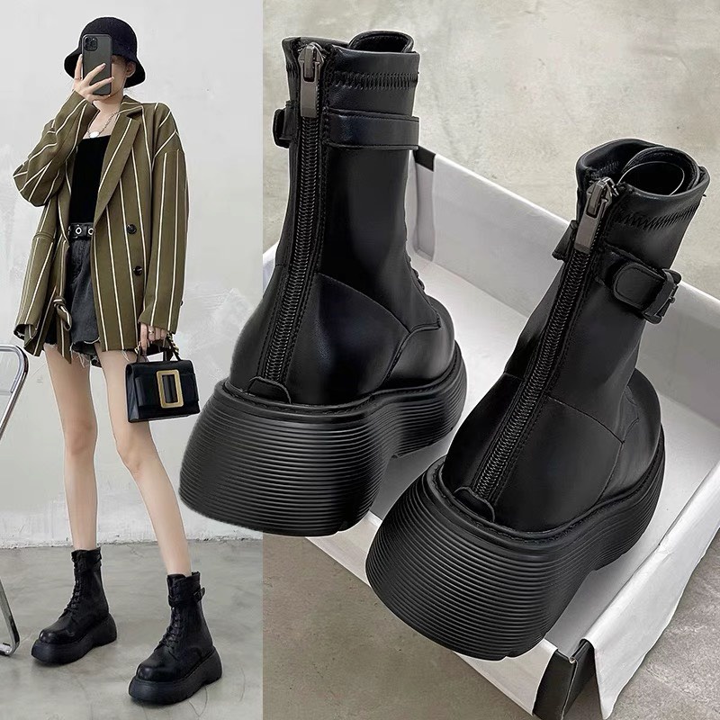 Giày bốt nữ (boot) martin đế bánh mì, Bốt nữ cổ cao phong cách boot ulzzang trẻ trung cá tính cho nữ