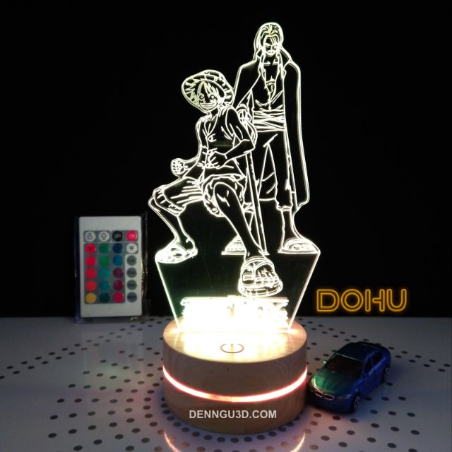 Đèn Để Bàn ONE PIECE Luffy Và Shanks Tóc Đỏ - 16 Màu Kèm Điều Khiển Và Dây Cáp