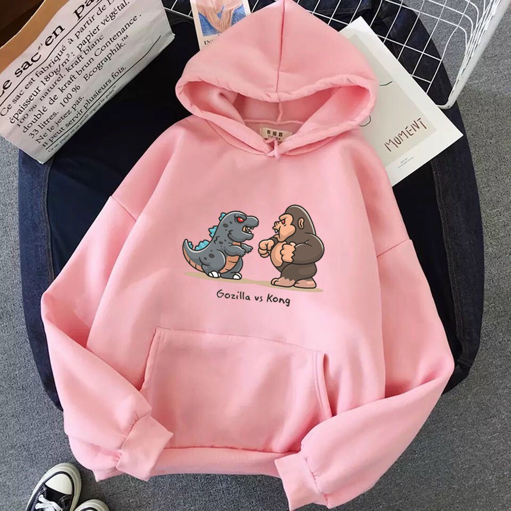 Áo Hoodie nam nữ in hình Gozilla và Kong dễ thương, chất nỉ dày dặn, hợp làm áo cặp William - DS154