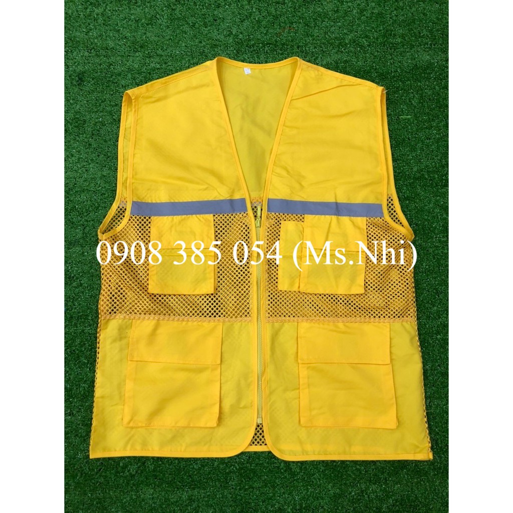 Áo khoát gile bảo hộ lao động vải kaki phối lưới thoáng mát- Hình thật