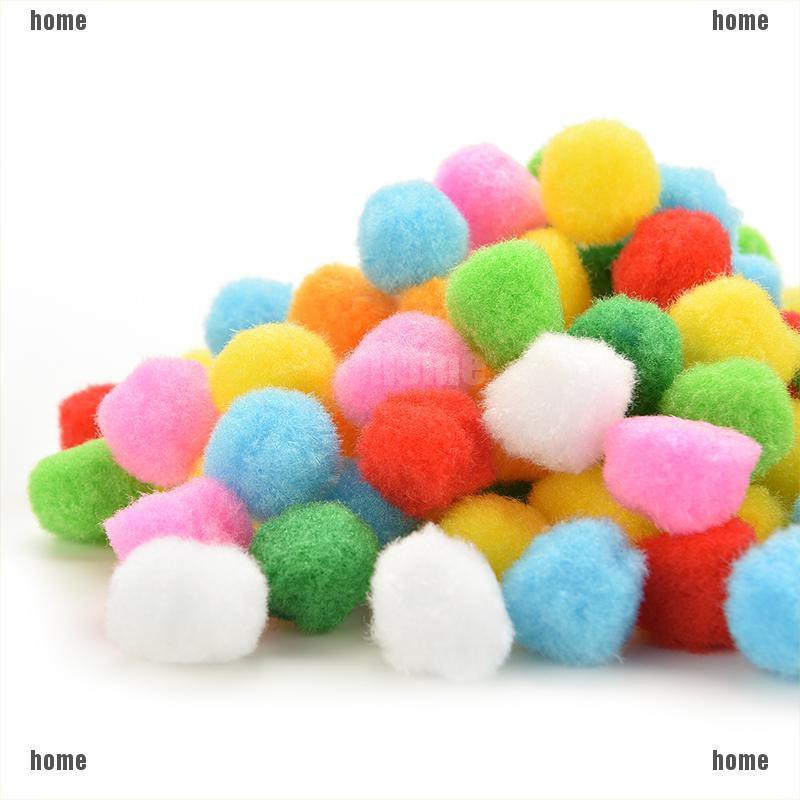 Set 100 quả pompom mini 10mm 20mm 30mm 40mm nhiều màu làm đồ chơi thủ công cho bé