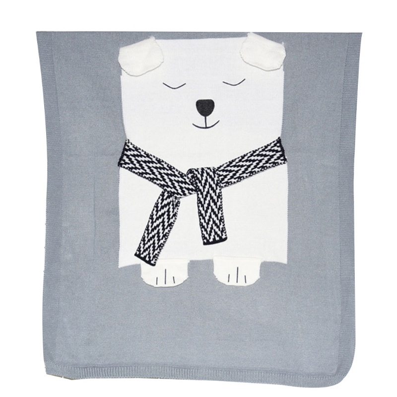 Chăn Dệt Kim Quấn Em Bé Sơ Sinh Hình Gấu Bắc Cực