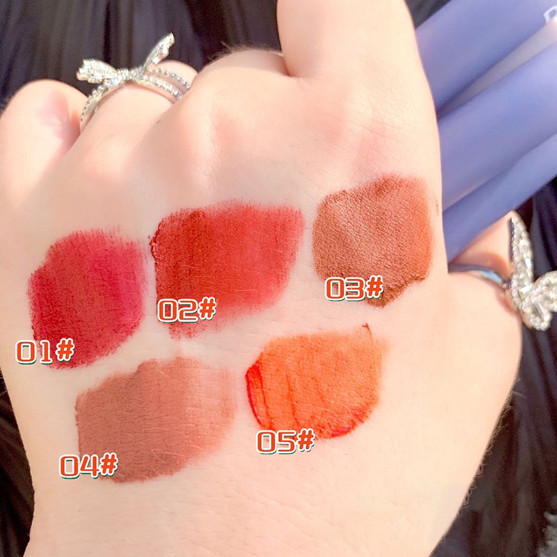 [Hàng mới về] Bộ 5 son môi dạng kem lì mịn mượt như nhung lâu trôi không thấm nước độc đáo