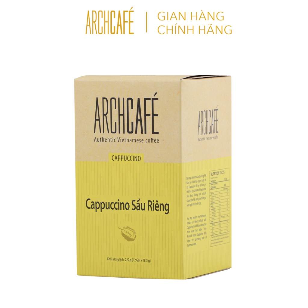 Cà phê Cappuccino Sầu Riêng Archcafé (hộp 12 gói x 18.5g)