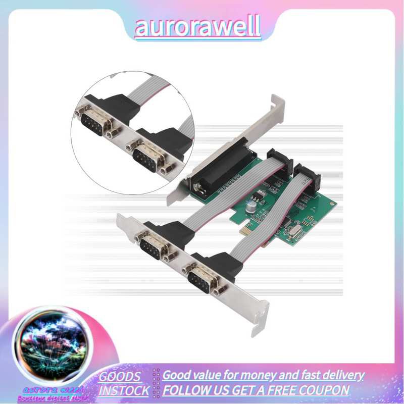 Aurorawell CH382L PCI-E to 2 Serial +1 Parallel Port d Desktop PCI Expansion Card GS