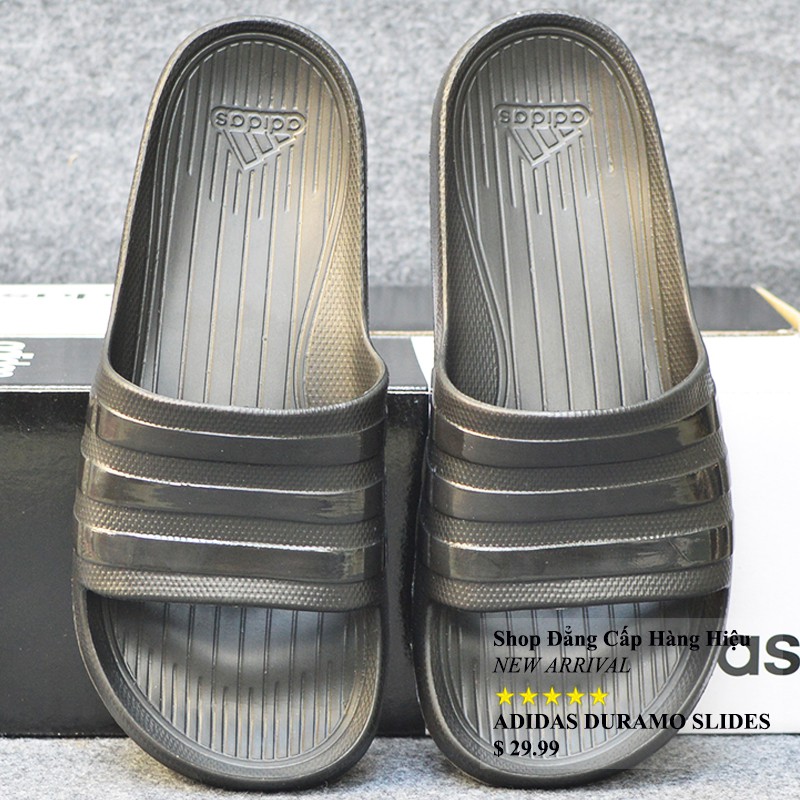 Dép Adidas Duramo chính hãng màu đen sọc bóng