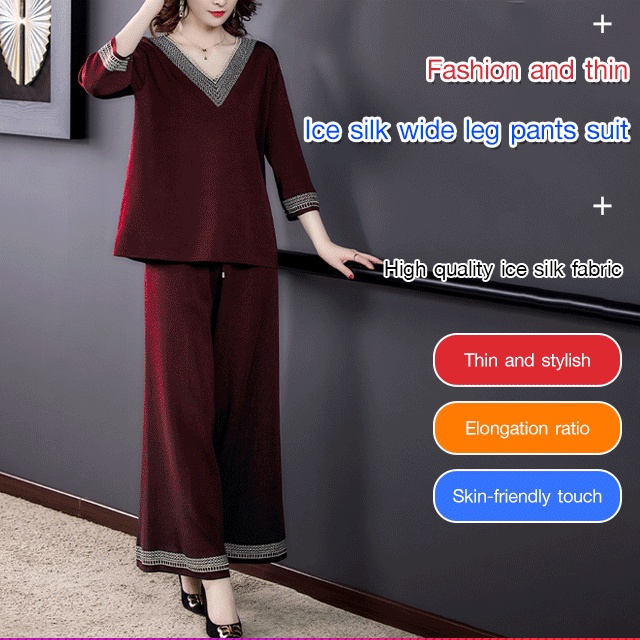 Bộ Đồ Lụa Thời Trang Ống Rộng Cá Tính Trẻ Trung