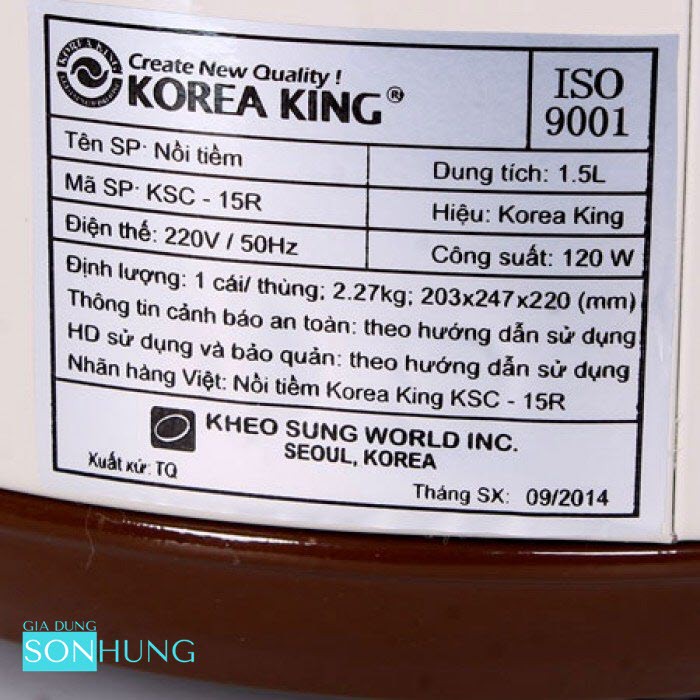 NỒI TIỀM KOREA KING KSC-30R DUNG TÍCH 3L[BẢO HÀNH CHÍNH HÃNG 1 NĂM]