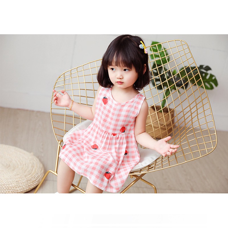 Đầm Công Chúa Sát Nách 100% Cotton Cho Bé Gái 1-5 Tuổi