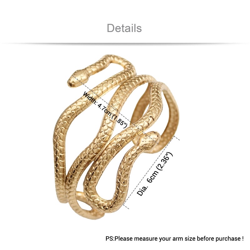 Vòng đeo bắp tay hình con rắn màu vàng và bạc