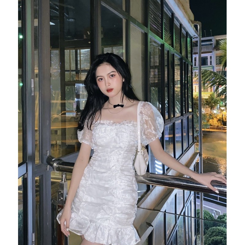 CHIKY WHITE DRESS - ĐẦM TRẮNG TIỂU THƯ REN HOA NỔI