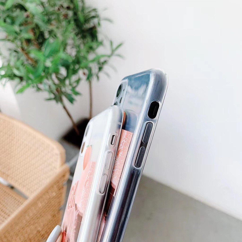 Ốp điện thoại TPU trong suốt họa tiết chú mèo & trái đào dễ thương cho iPhone 7Plus 8+ X XR XS max 11 11Promax SE2020 | BigBuy360 - bigbuy360.vn