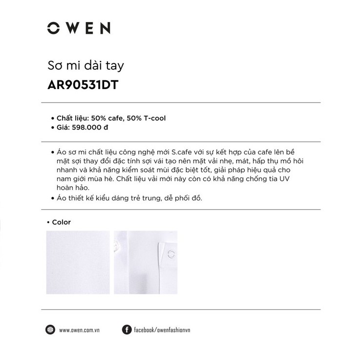 OWEN - Áo sơ mi trắng dài tay Owen chất Cafe (REGULAR/SLIMFIT) - Áo sơ mi trắng dài tay | BigBuy360 - bigbuy360.vn
