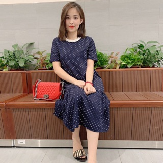 Đầm bầu công sở thiết kế ngắn tay mùa hè chất cực mát Az0601