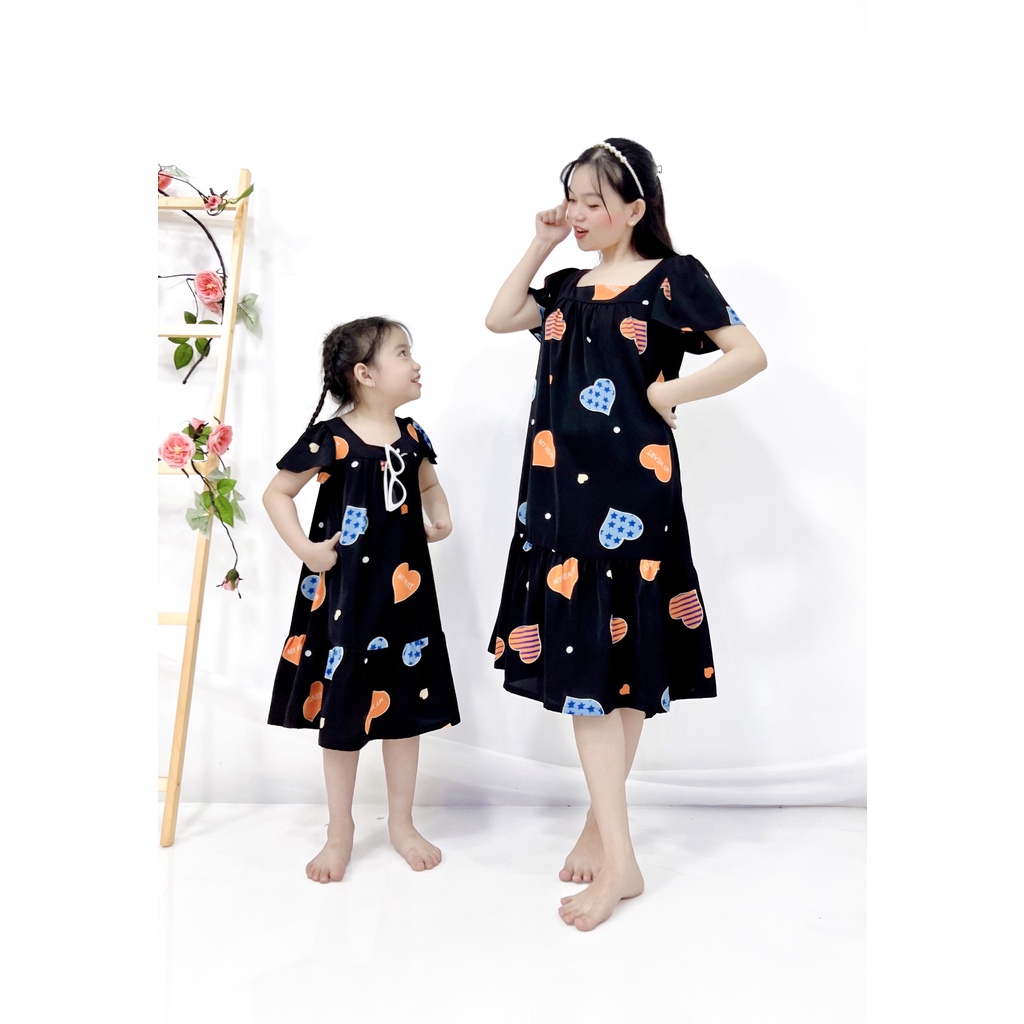 Set đầm trái tim mẹ và bé