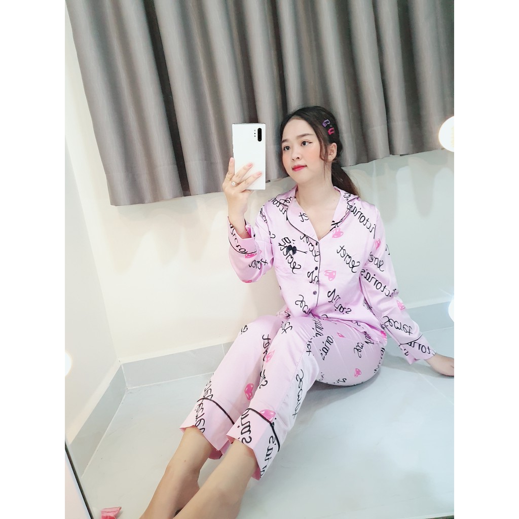 Đồ Bộ Pijama Satin Cao Cấp Tay Dài Quần Dài &lt;60Kg