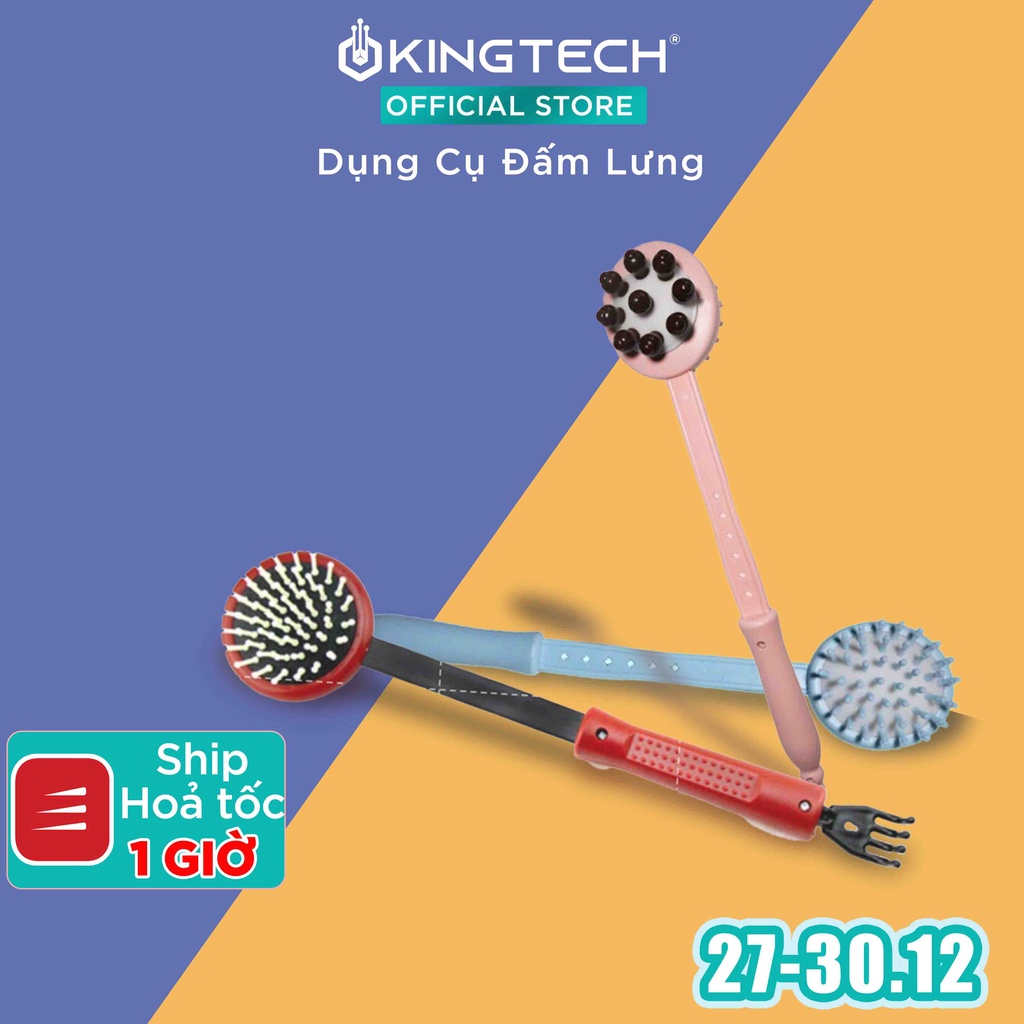 Dụng Cụ Đấm Lưng, Massage Vai Cổ Đa Năng KingTech - Cây Matxa Có Kèm Chức Năng Gãi.