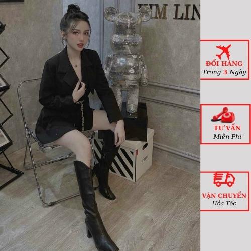 Áo vest blazer nữ dáng măng tô Hàn Quốc 2 lớp kèm dây đai xích công sở yolo fashion