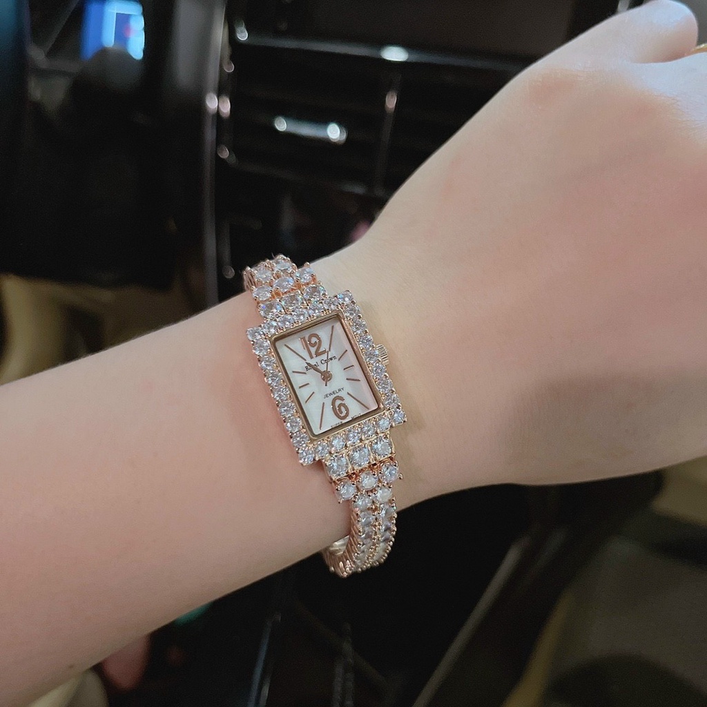 Đồng Hồ Nữ Chính Hãng Royal Crown 3584 Jewelry Dây Kim Loại Đính Đá Chống Nước Chống Xước