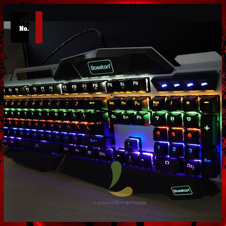 Bàn Phím Cơ Gaming Máy Tính Bosston MK915 Led Rgb Bàn Phím Dây Keycap Xuyên Led Vi Tính Laptop Chơi Game