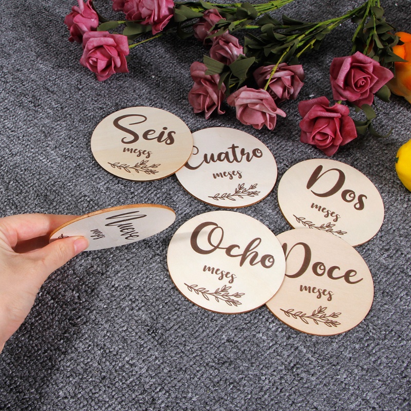 Set 6 Tấm Thẻ Ghi Chú Đánh Dấu Cột Mốc Phát Triển Theo Tháng Cho Bé