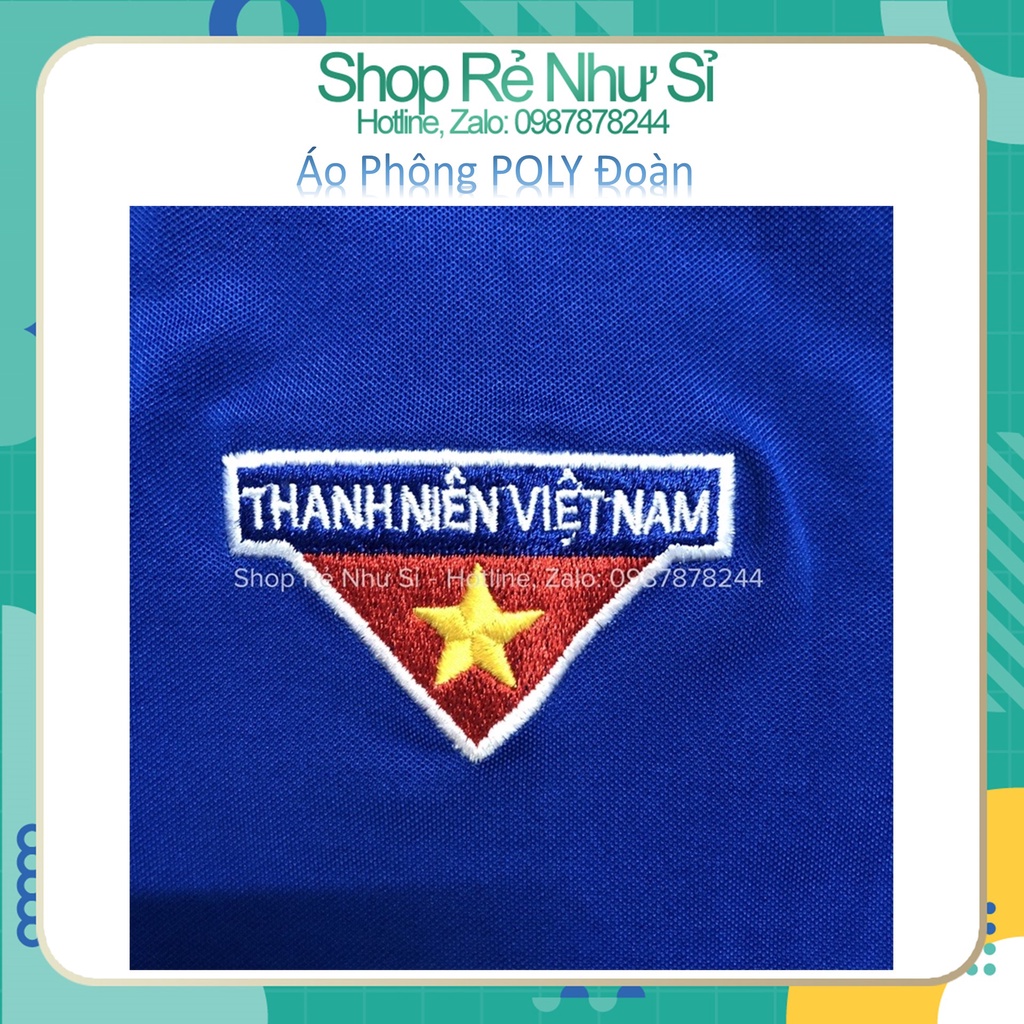 Áo phông đoàn chất liệu Poly, kiểu dáng polo, logo thêu