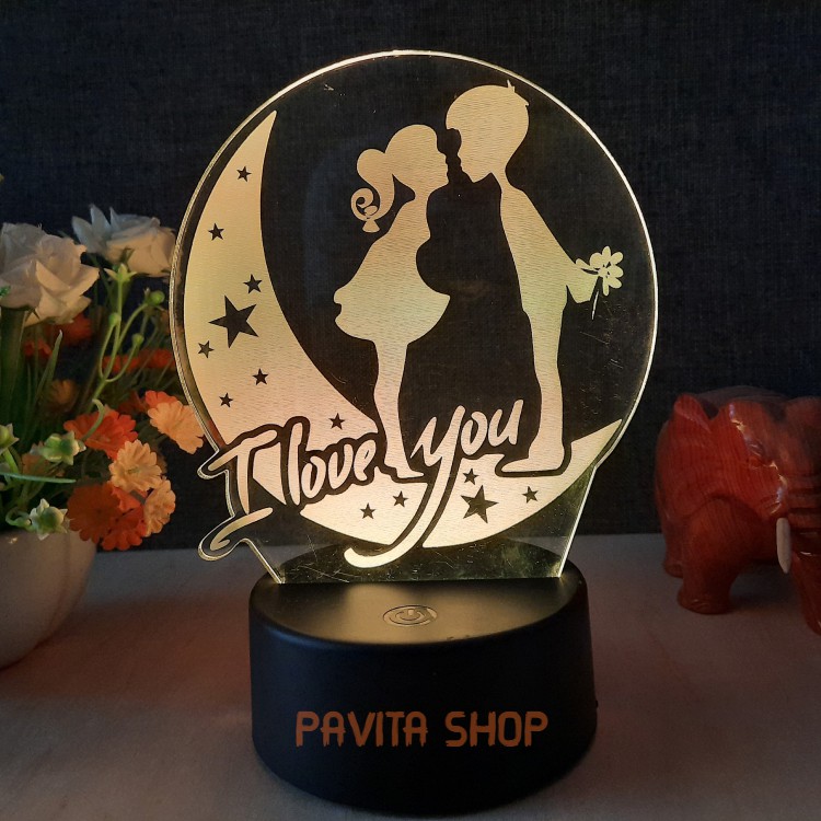 Đèn ngủ led 3d PAVITA cặp đôi, quà tặng sinh nhật độc đáo, ý nghĩa cho bạn gái, bạn trai, đèn để bàn trang trí đẹp