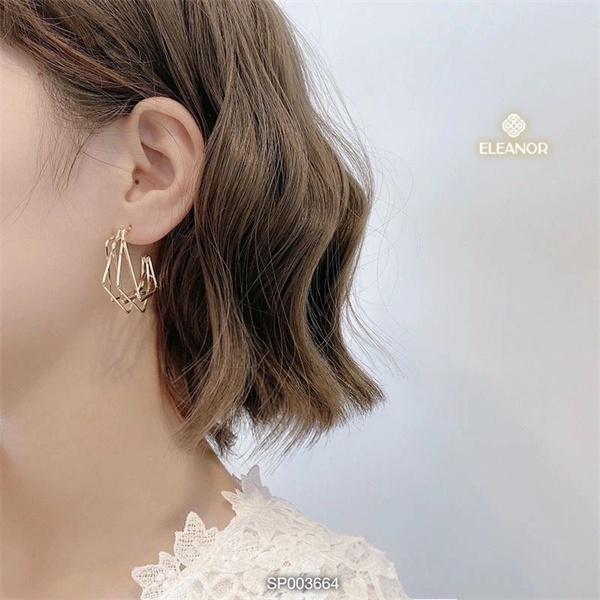Bông tai nữ Eleanor Accessories viền vuông nhiều vòng mắc nối phụ kiện trang sức 2866