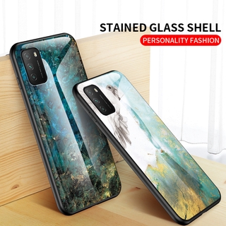 2021 Casing  Xiaomi  For Case Redmi Note 10 2021   Poco M3  Redmi 9T  Mi 10T Pro Poco X3 NFC Case Phone Case Luxury Marble Pattern Tempered Glass Hard Case